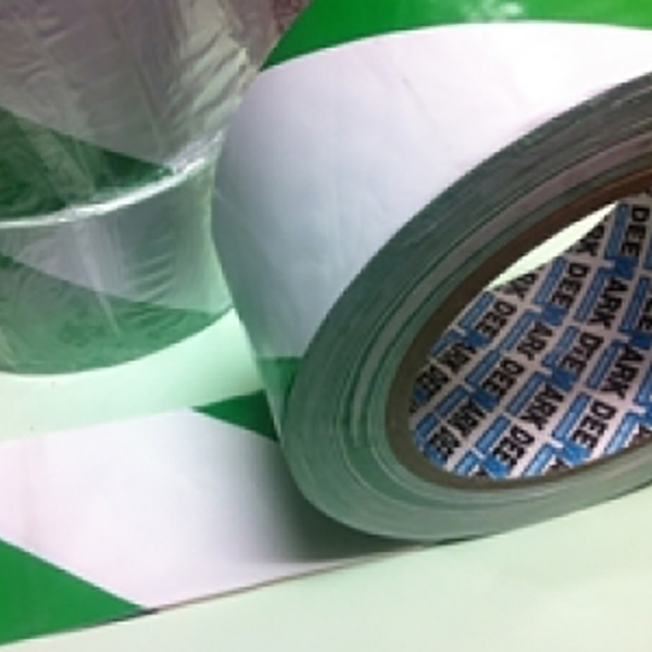  PVC Hazard Warning Tape with Strong Permanent Adhesive Backing Green & White